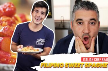 Italian Chef Reacts to FILIPINO SWEET SPAGHETTI