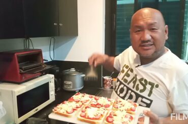 homemade pizza using left over food from my kitchen