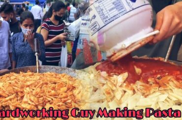 Hardworking Guy Making Desi Pasta | Indian Street food