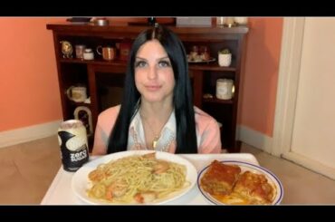 ITALIAN FOOD MUKBANG || SHRIMP SCAMPI ,EGGPLANT PARMIGIANA, BUTTER BREAD, CUPCAKE *