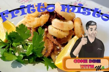 Frittura mista Squid and Prawn - Italian food - Calamari e gamberi - Fritto misto