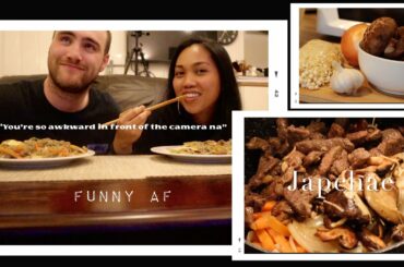 I cooked Japchae for my English/ Italian boyfriend #koreanstirfriednoodles so funny