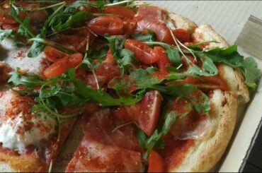 My first parma ham pizza ,wine connection