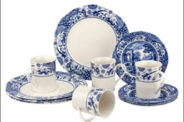 12 Piece Blue Italian Brocato Dinner Set And Collection By Spode