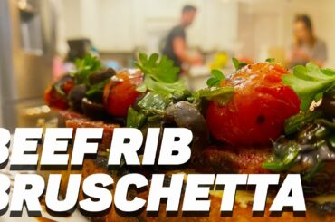 SMOKED BEEF RIB BRUSCHETTA - italian / bbq mashup