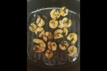 GRILLED SHRIMP & SOME GRILLED VEGGIES WITH PASTA WITH OLIVE OIL, ITALIAN DRESSING & PARMESAN CHEESE