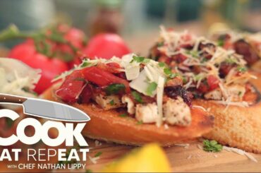 Stewed Garlic and Sun Dried Tomato Bruschetta | Cook Eat Repeat | Blackstone Griddles