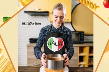 Italia Heart Black Apron - Cooking for Italians & Italians at Heart