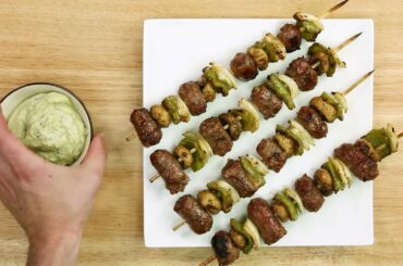 Italian Sausage Kabobs with Mushrooms, Peppers and Onions