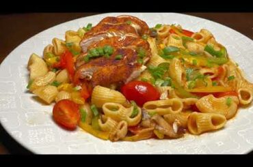 Arriabbiata macaroni with Fajita baked chicken, Italian macaroni, Easy macaroni recipe, Ahmed Alam
