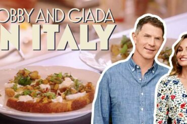 Bobby Flay Makes Burrata, Eggplant & Friggitelli Crostini | Bobby and Giada in Italy | Food Network