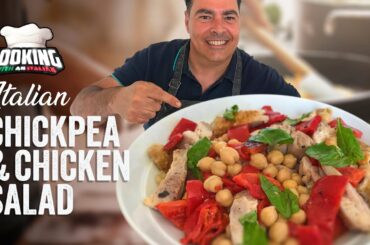 EASY Chickpea Salad recipe with added chicken. Cooking with an italian :)