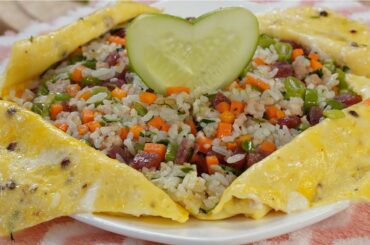 Fried Rice Topped With Eggs Italian Style  || Delicious Food - Easy Cooking -Yummy Food