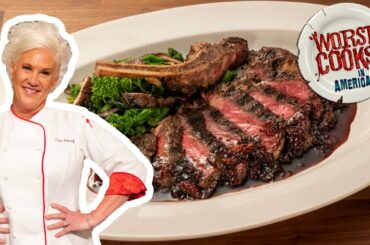 Anne Burrell's Dry Rubbed Bison Smoked Rib-Eye | Worst Cooks in America | Food Network