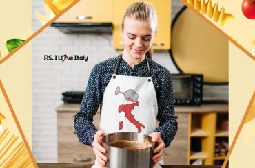 Spilled Wine White Apron - Cooking for Italians & Italians in Heart