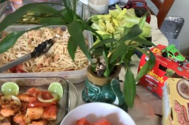 I help my mom cook Italian food for her birthday week.