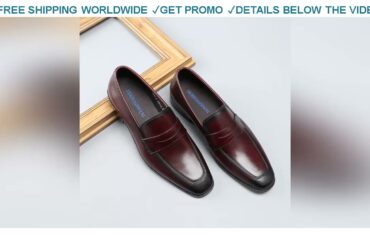 [Cheap] $121.14 Luxury Italian Mens Dress Shoes Genuine Leather Black Wine Red Oxfords Men Wedding