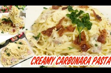 EASY PASTA CREAMY CARBONARA FILIPINO STYLE CARBONARA RECIPE BY HANNA COOKING