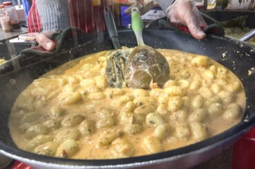 Italian Pasta Cooked On The Road. London Street Food. Greenwich Market
