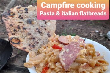 Wild camping Scotland. Campfire cooking. Italian flatbreads and pasta.