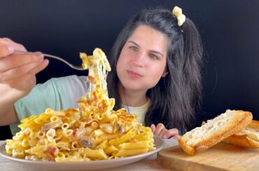 CHEESY BAKED PENNE PASTA | MUKBANG & RECIPE | ASMR | EATING SOUNDS