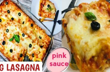 VEG LASAGNA \ LASAGNA WITH PINK SAUCE \ ITALIAN CUISINE \ lasagna with vegetables