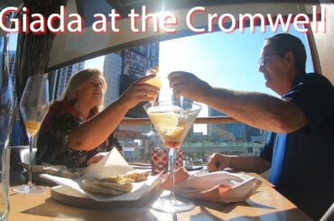 Giada's Italian restaurant @ the Cromwell Hotel with an open window view of Bellagio fountains.