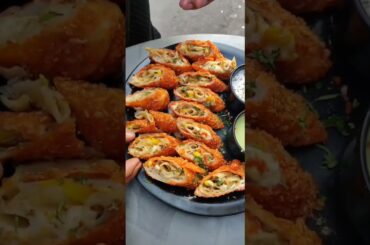 Delicious pasta crunchy spring roll at delhi street food #springroll #pastaroll #shorts #italianfood