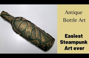 Bottle art/Vintage steampunk bottle art/wine bottle craft/antique bottle/Bottle decoration