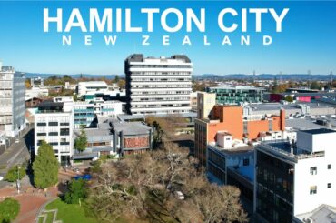 Drone view of Hamilton City, New Zealand