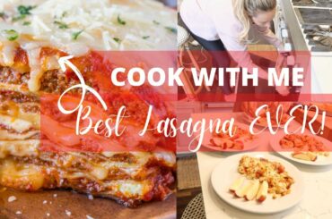 COOK WITH ME // BEST LASAGNA RECIPE EVER  // HOW TO MAKE HOMEMADE ITALIAN SAUCE // Lauren Nicholsen