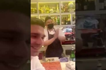 Jorginho celebrating in Italian restaurant in London after Champion league win with Chelsea