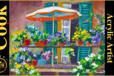 Italian Balcony with Potted Plants Acrylic Tutorial for Beginners to Advanced Artists