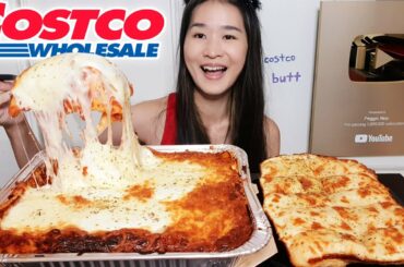 SUPER CHEESY Costco Lasagna! Kirkland All Beef Lasagna & Italian Cheese Bread - Mukbang Asmr