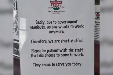 Aurelio's tells franchise owner to take down controversial sign; looking to hire 350