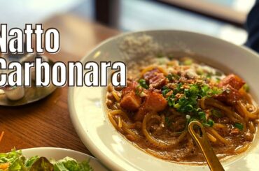 What Does Natto Carbonara Taste like? | Japanese Italian Food in Tokyo | Binwan 2nd