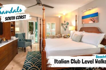 Italian Beachfront Club Walkout Junior Suite IWJS | Sandals South Coast, Jamaica |  Tour & Review 4K