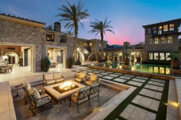 This $13,200,000 Regal Italian Village Estate in La Quinta has Amazing Outdoor Entertainment Area