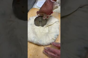 How to make a giant stuffed calzone with three cheeses and pepperoni. Delicious yummy Italian foods