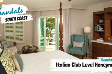 Italian Beachfront Club Level Honeymoon Suite IVS | Sandals South Coast, Jamaica | Tour & Review 4K