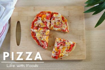 How to make Pizza at Home | Italian Style Pizza | Veg Cheese Pizza | Tawa Pizza | Life with Foods