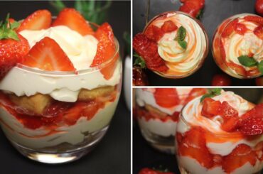 Strawberry Tiramisu Cup | No Bake No Cook | Eggless Italian Cake | Dessert Recipe | #shorts