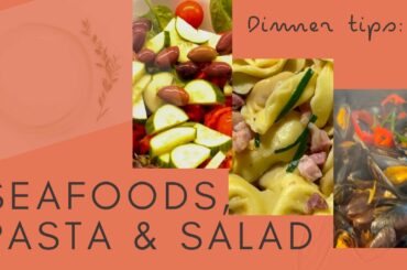 BLUE MUSSELS, EGG PASTA AND SALAD FOR DINNER