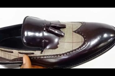 Sangria Adriano Plaid Italian Patent Leather Tassel Loafers