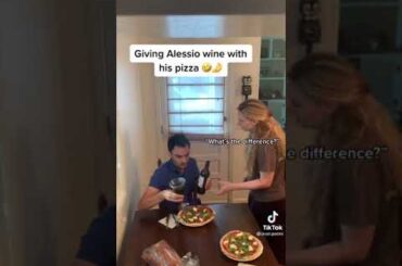 Giving Italian husband Pizza and Wine #shorts