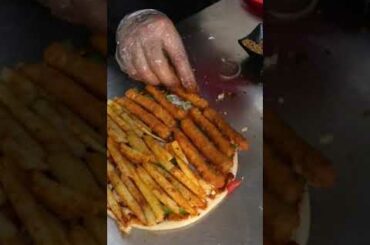 50-50 pizza || fusion food || peri peri fries and veggie stick || FOOD ROCKET || #shorts