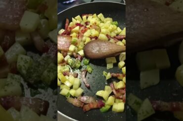 How to make  Bacon Pasta with Potatoes: Italian Recipe || #Shorts