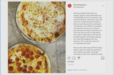Dining indoors? Columbia pizzeria says only if you're vaccinated