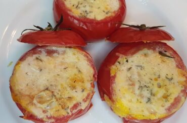 Stuffed Tomato | Baked Egg and Cheese in Tomato Cups | CookWIthMelody