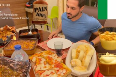 Mukbang Italian Food - Pizza, Lasagne, Zucchini Parmigiana & Panna Cotta